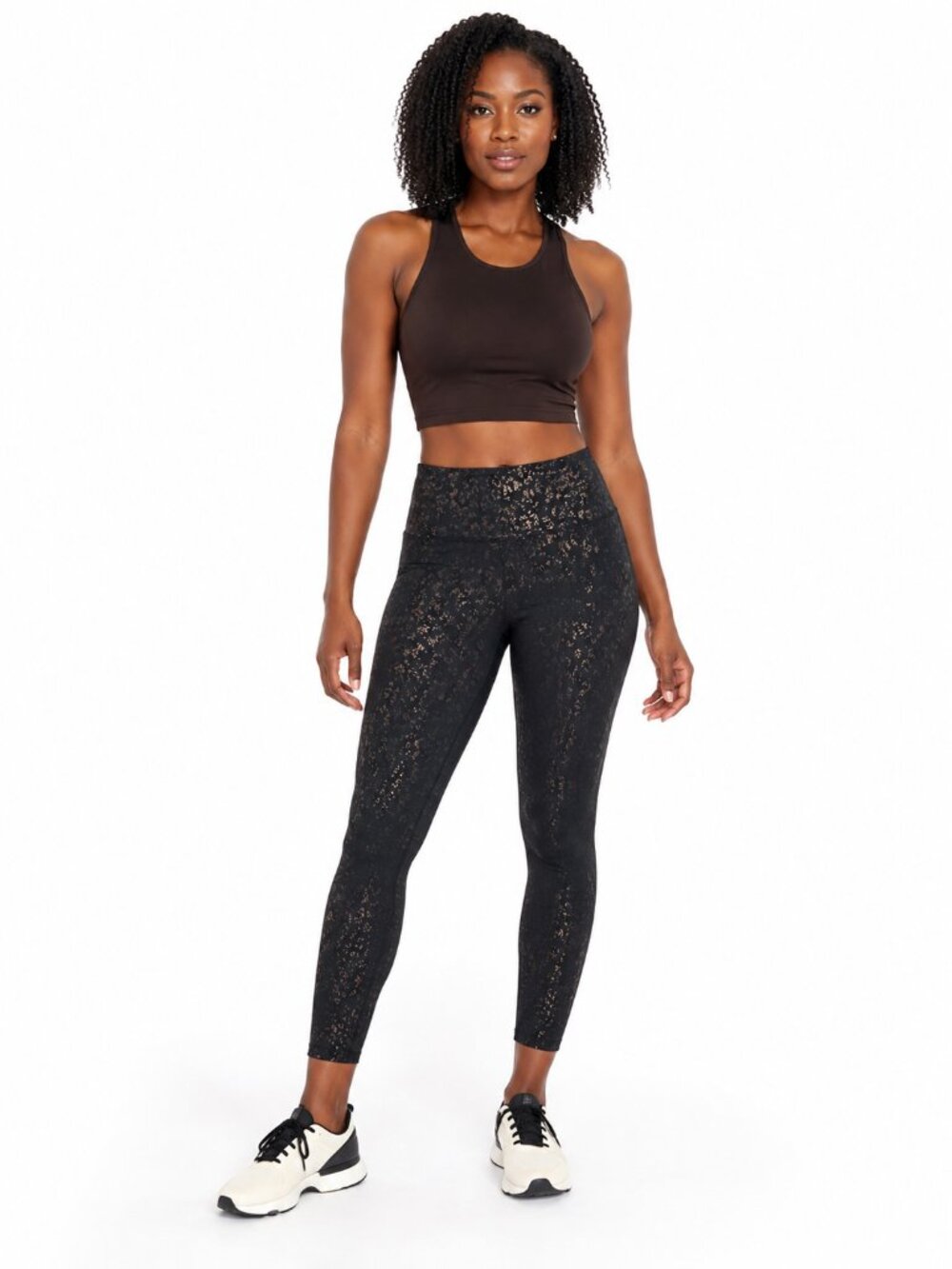 ZYIA Active Stay Gold Light n Tight 7/8 Leggings Black Gold Size 6-8